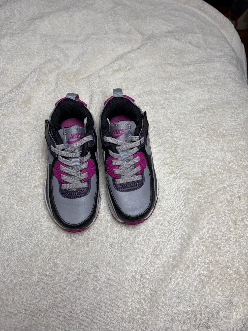 Nike Kids Gray and Pink Athletic Sneakers with Black Accents